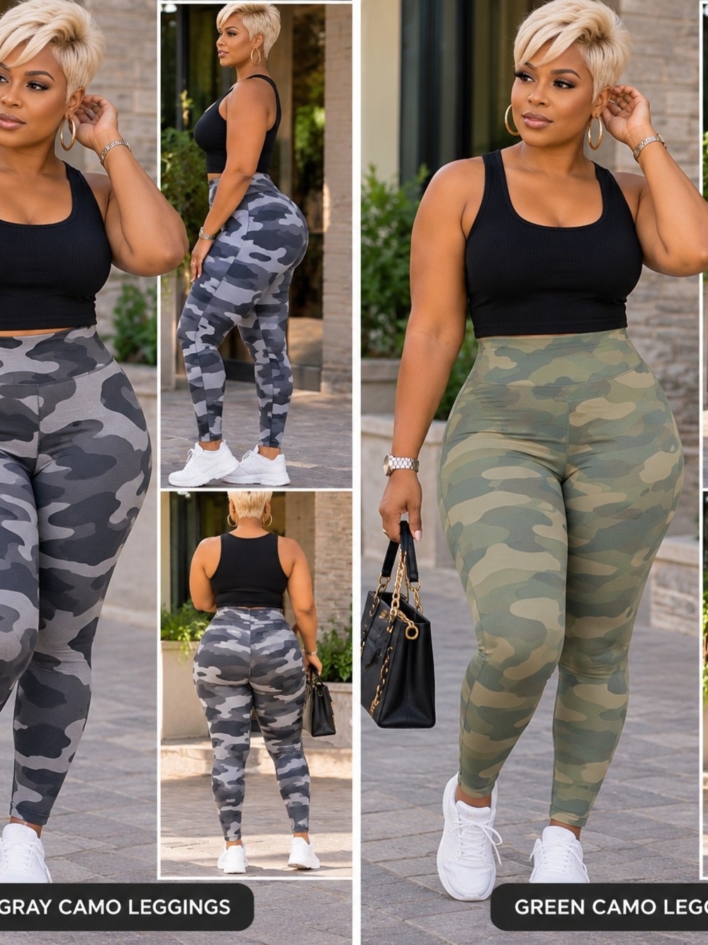 SO Camo High-Rise Leggings - Green & Gray